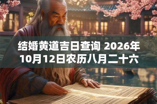 结婚黄道吉日查询 2026年10月12日农历八月二十六能结婚吗