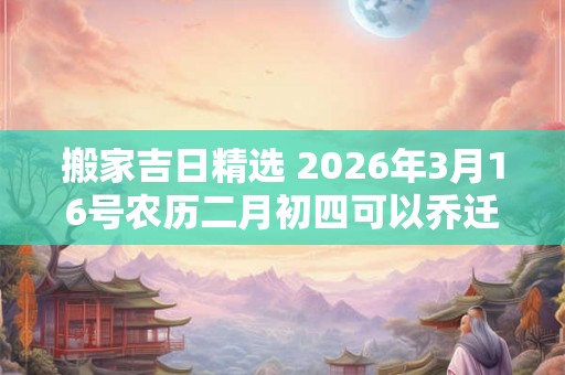 搬家吉日精选 2026年3月16号农历二月初四可以乔迁吗