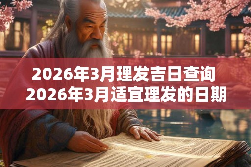 2026年3月理发吉日查询 2026年3月适宜理发的日期是哪天