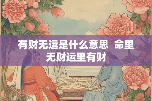 有财无运是什么意思  命里无财运里有财