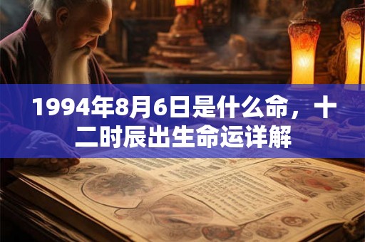 1994年8月6日是什么命，十二时辰出生命运详解