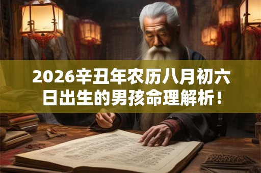 2026辛丑年农历八月初六日出生的男孩命理解析！