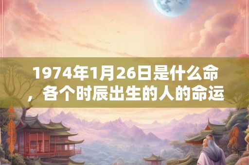 1974年1月26日是什么命，各个时辰出生的人的命运