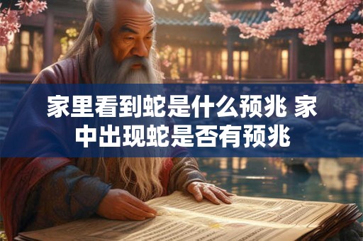 家里看到蛇是什么预兆 家中出现蛇是否有预兆