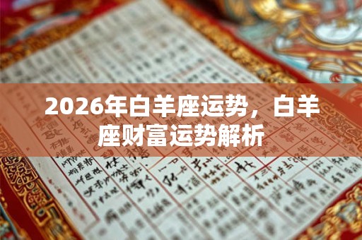 2026年白羊座运势，白羊座财富运势解析