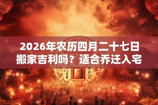 2026年农历四月二十七日搬家吉利吗？适合乔迁入宅吗？