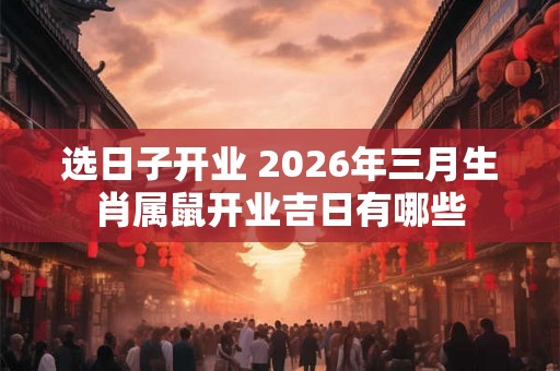 选日子开业 2026年三月生肖属鼠开业吉日有哪些 选日子开业 2026年三月生肖属鼠开业吉日有哪些