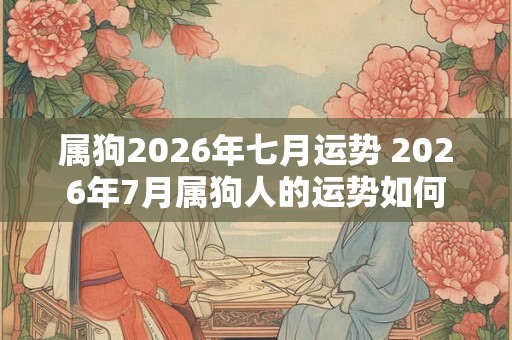属狗2026年七月运势 2026年7月属狗人的运势如何 属狗2026年七月运势 2026年7月属狗人的运势如何