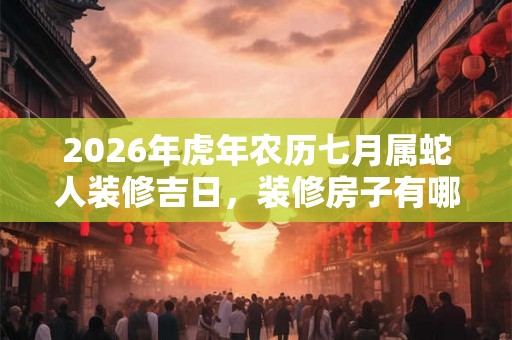 2026年虎年农历七月属蛇人装修吉日，装修房子有哪些注意事项？
