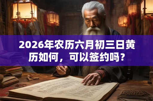 2026年农历六月初三日黄历如何，可以签约吗？