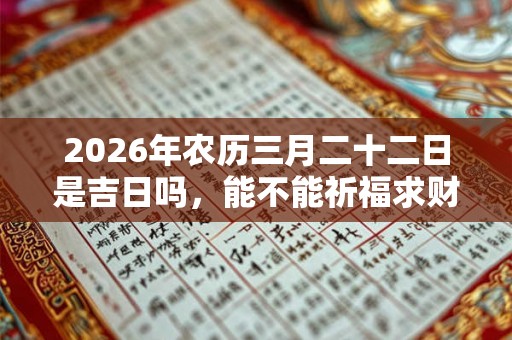 2026年农历三月二十二日是吉日吗，能不能祈福求财？