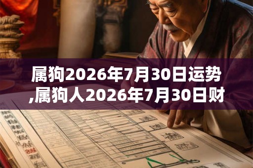 属狗2026年7月30日运势,属狗人2026年7月30日财运,生肖狗2026年7月30日运势