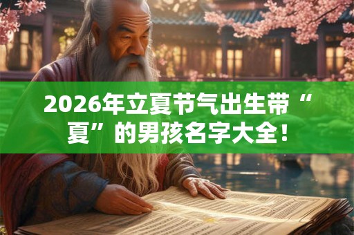 2026年立夏节气出生带“夏”的男孩名字大全！