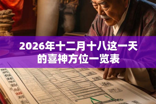 2026年十二月十八这一天的喜神方位一览表