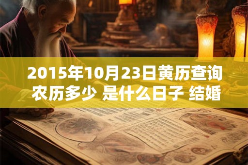 2015年10月23日黄历查询 农历多少 是什么日子 结婚吉时 2015年10月23日黄历查询 农历多少 是什么日子 结婚吉时
