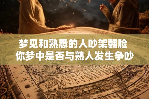 梦见和熟悉的人吵架翻脸 你梦中是否与熟人发生争吵