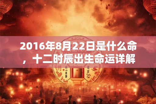 2016年8月22日是什么命，十二时辰出生命运详解