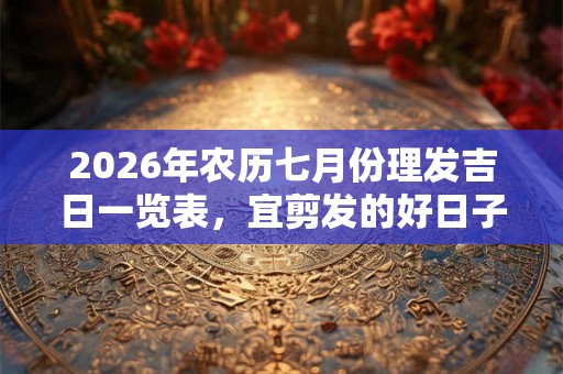 2026年农历七月份理发吉日一览表，宜剪发的好日子