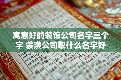 寓意好的装饰公司名字三个字 装潢公司取什么名字好