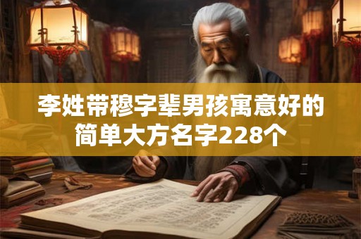 李姓带穆字辈男孩寓意好的简单大方名字228个