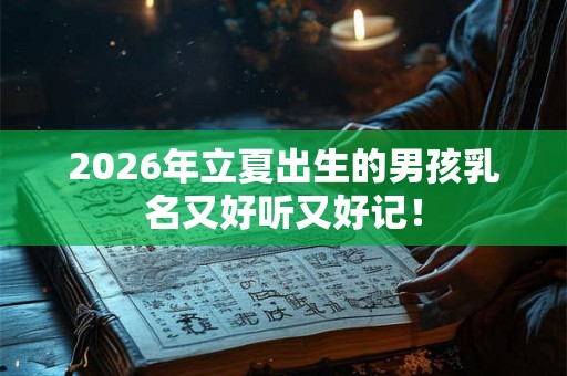 2026年立夏出生的男孩乳名又好听又好记！