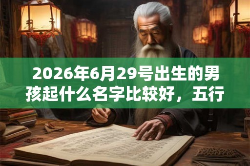 2026年6月29号出生的男孩起什么名字比较好，五行属什么