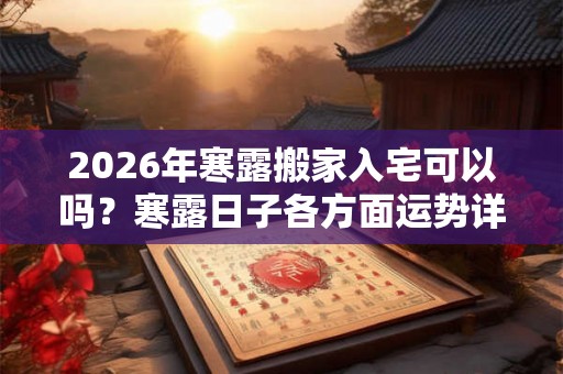 2026年寒露搬家入宅可以吗？寒露日子各方面运势详解！