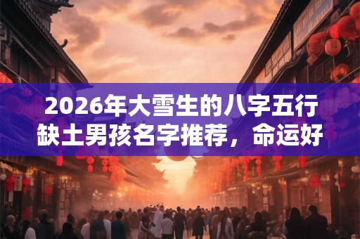 2026年大雪生的八字五行缺土男孩名字推荐，命运好吗？