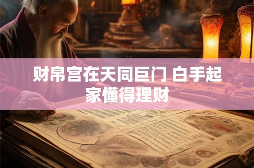 财帛宫在天同巨门 白手起家懂得理财