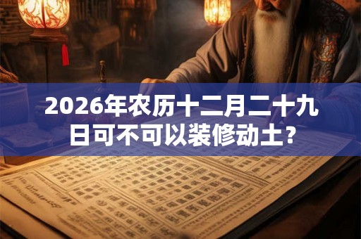 2026年农历十二月二十九日可不可以装修动土？