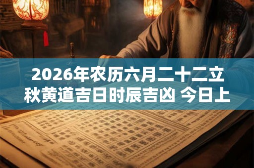 2026年农历六月二十二立秋黄道吉日时辰吉凶 今日上等好时辰查询