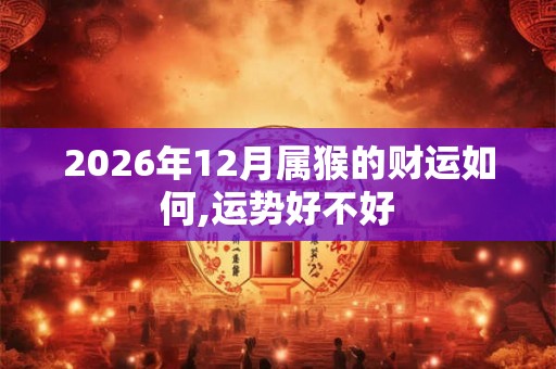 2026年12月属猴的财运如何,运势好不好