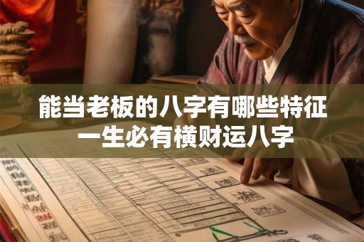 能当老板的八字有哪些特征 一生必有横财运八字