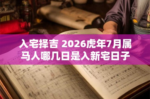 入宅择吉 2026虎年7月属马人哪几日是入新宅日子