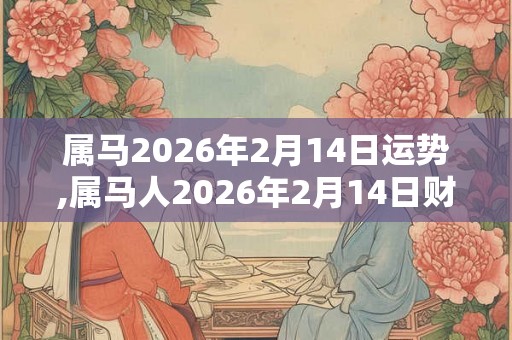 属马2026年2月14日运势,属马人2026年2月14日财运,生肖马2026年2月14日运势