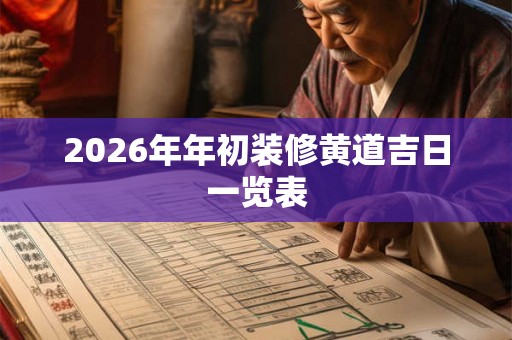 2026年年初装修黄道吉日一览表