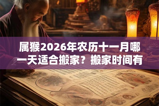 属猴2026年农历十一月哪一天适合搬家？搬家时间有什么讲究？
