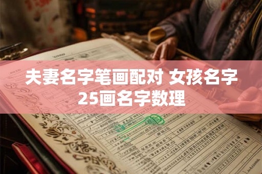夫妻名字笔画配对 女孩名字25画名字数理