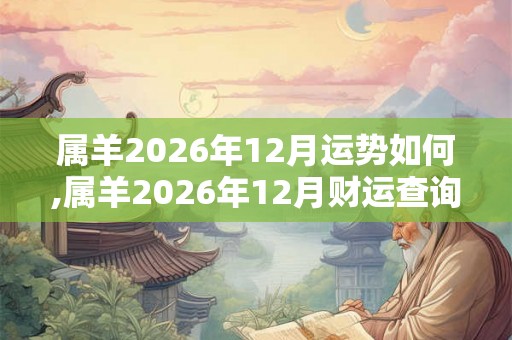 属羊2026年12月运势如何,属羊2026年12月财运查询
