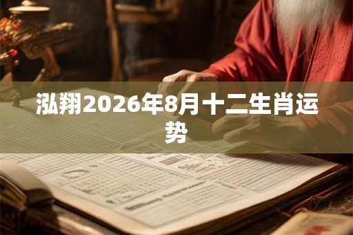 泓翔2026年8月十二生肖运势