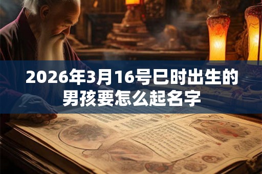 2026年3月16号巳时出生的男孩要怎么起名字