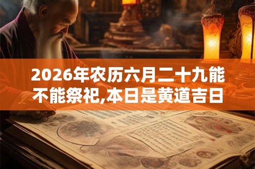 2026年农历六月二十九能不能祭祀,本日是黄道吉日吗？