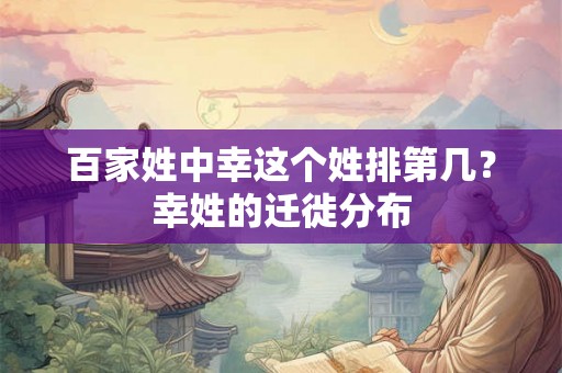 百家姓中幸这个姓排第几？幸姓的迁徙分布