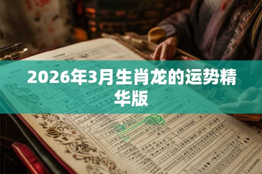 2026年3月生肖龙的运势精华版