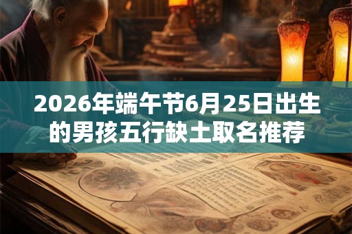 2026年端午节6月25日出生的男孩五行缺土取名推荐