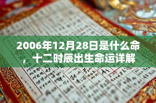 2006年12月28日是什么命，十二时辰出生命运详解