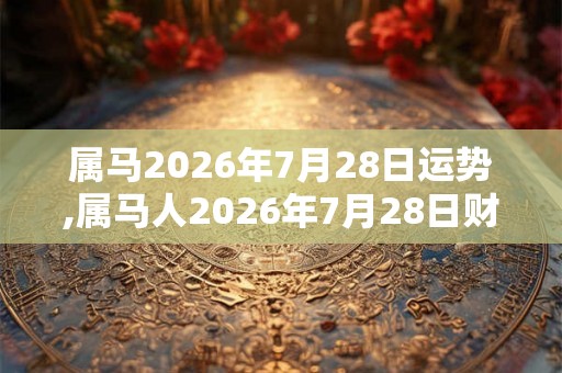 属马2026年7月28日运势,属马人2026年7月28日财运,生肖马2026年7月28日运势