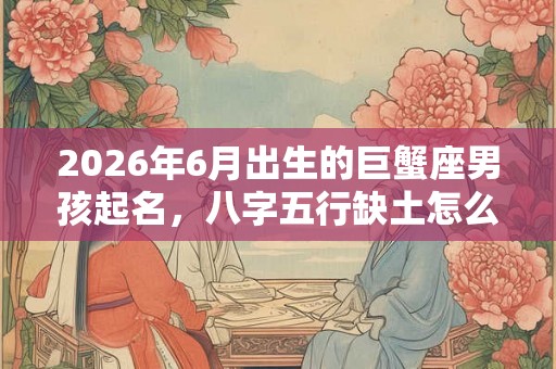 2026年6月出生的巨蟹座男孩起名，八字五行缺土怎么取名？