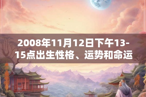 2008年11月12日下午13-15点出生性格、运势和命运