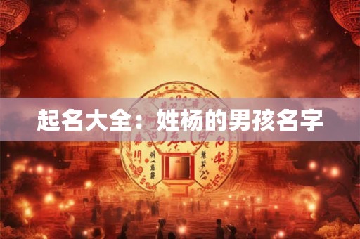 起名大全：姓杨的男孩名字